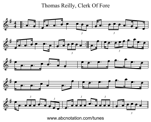 Thomas Reilly, Clerk Of Fore - staff notation