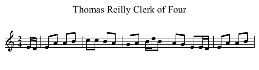 Thomas Reilly Clerk of Four - staff notation