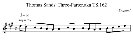 Thomas Sands' Three-Parter,aka TS.162 - staff notation