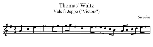 Thomas' Waltz - staff notation