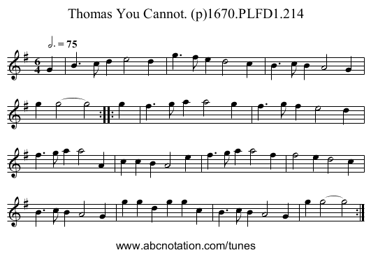 Thomas You Cannot. (p)1670.PLFD1.214 - staff notation