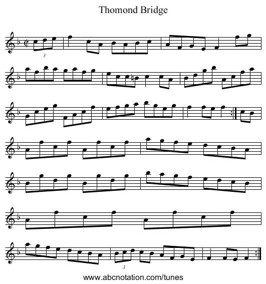 Thomond Bridge - staff notation