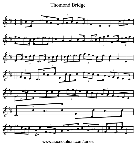 Thomond Bridge - staff notation