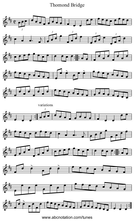 Thomond Bridge - staff notation