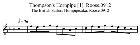 Thompson's Hornpipe [1]. Roose.0912 - staff notation