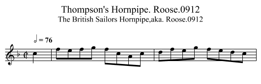 Thompson's Hornpipe. Roose.0912 - staff notation