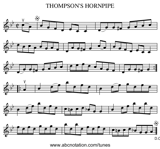 THOMPSON'S HORNPIPE - staff notation