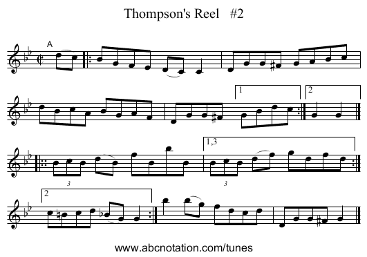 Thompson's Reel   #2 - staff notation