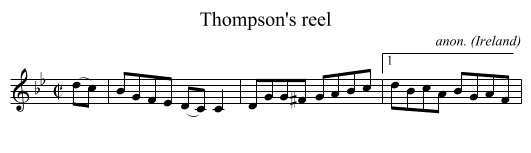 Thompson's reel - staff notation