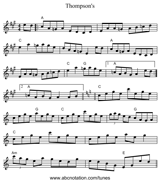 Thompson's - staff notation