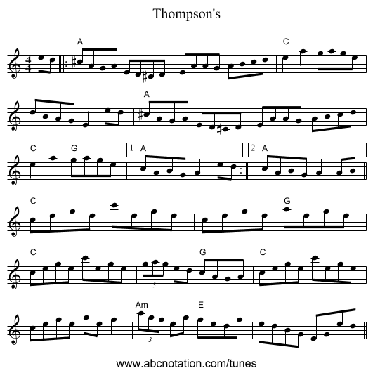 Thompson's - staff notation