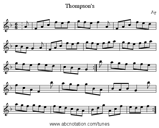 Thompson's - staff notation