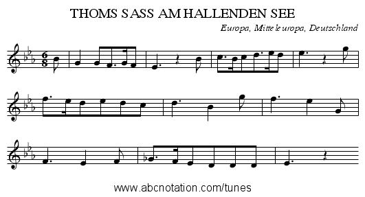 THOMS SASS AM HALLENDEN SEE - staff notation