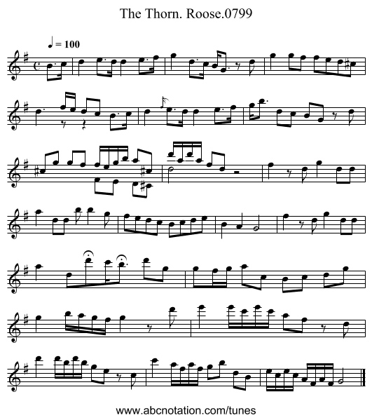 Thorn. Roose.0799, The - staff notation