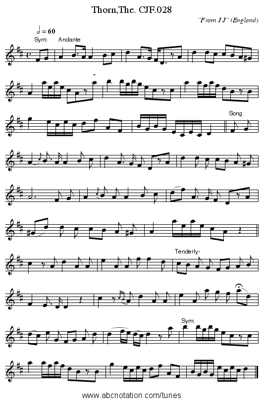 Thorn,The. CJF.028 - staff notation