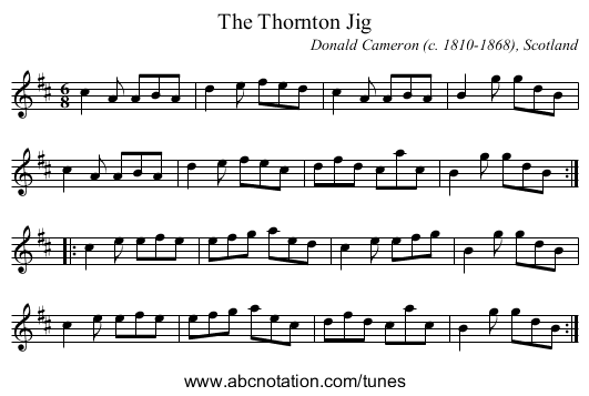 Thornton Jig, The - staff notation