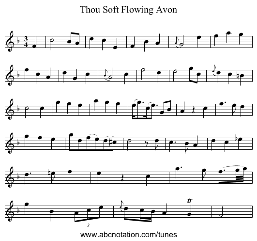 Thou Soft Flowing Avon - staff notation