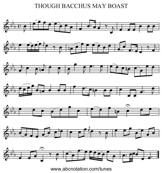 THOUGH BACCHUS MAY BOAST - staff notation