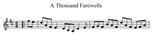 Thousand Farewells, A  - staff notation