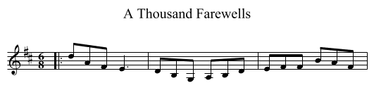 Thousand Farewells, A  - staff notation