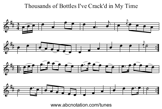 Thousands of Bottles I've Crack'd in My Time - staff notation