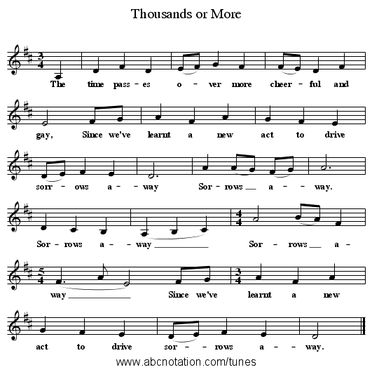 Thousands or More - staff notation