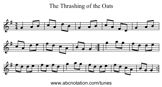 Thrashing of the Oats, The - staff notation