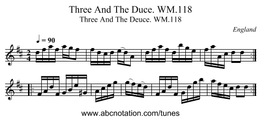 Three And The Duce. WM.118 - staff notation