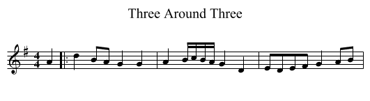 Three Around Three - staff notation