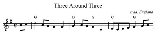 Three Around Three - staff notation