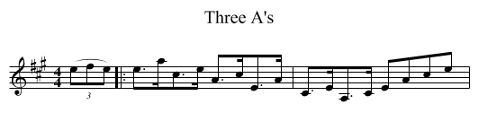 Three A's - staff notation