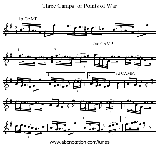Three Camps, or Points of War - staff notation