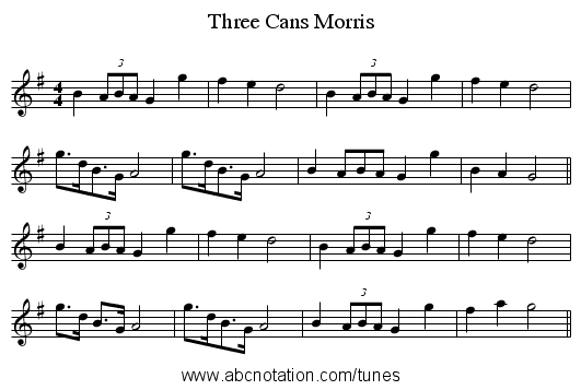 Three Cans Morris - staff notation