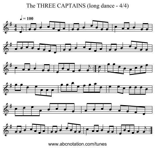 THREE CAPTAINS (long dance - 4/4), The - staff notation