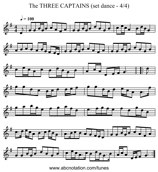 THREE CAPTAINS (set dance - 4/4), The - staff notation
