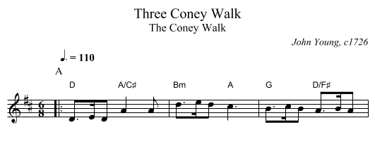 Three Coney Walk - staff notation
