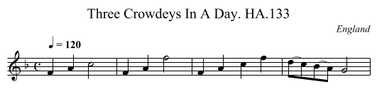 Three Crowdeys In A Day. HA.133 - staff notation