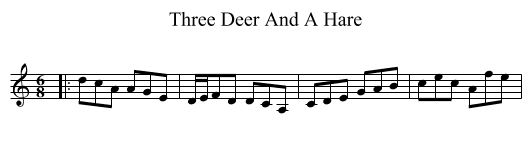 Three Deer And A Hare - staff notation