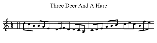 Three Deer And A Hare - staff notation