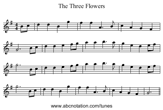 Three Flowers, The - staff notation