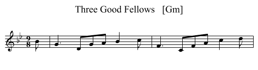 Three Good Fellows   [Gm] - staff notation