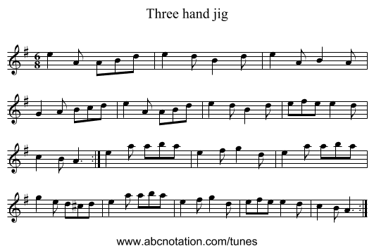 Three hand jig - staff notation