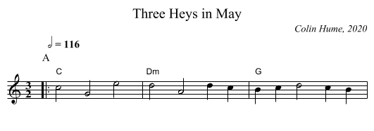 Three Heys in May - staff notation