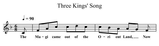 Three Kings' Song - staff notation