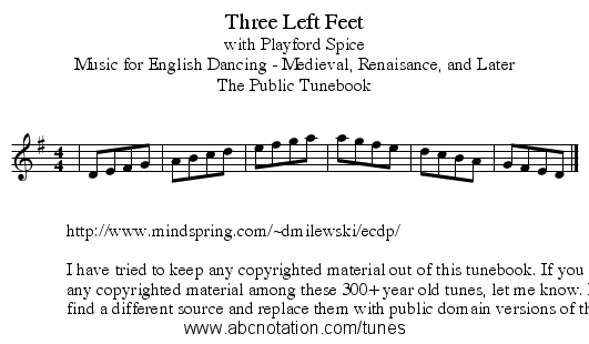 Three Left Feet - staff notation
