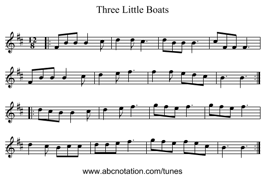 Three Little Boats - staff notation