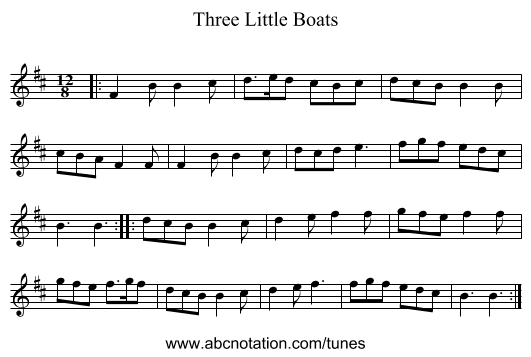 Three Little Boats - staff notation