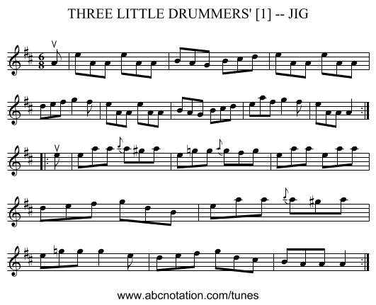 THREE LITTLE DRUMMERS' [1] -- JIG - staff notation