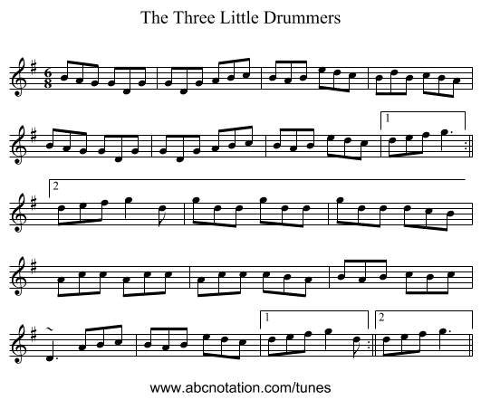 Three Little Drummers, The - staff notation