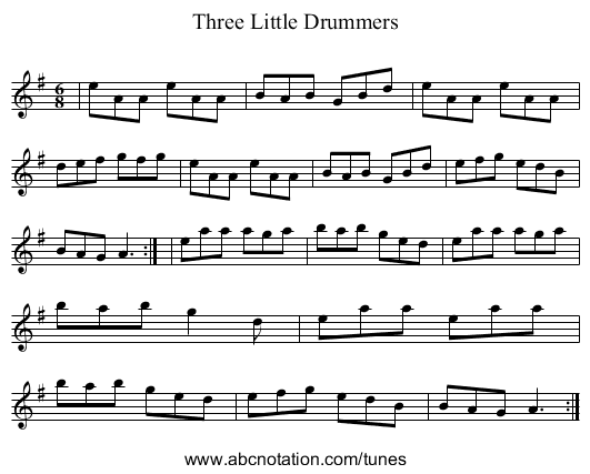 Three Little Drummers - staff notation